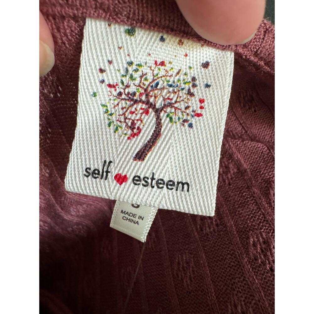 Self Esteem Womens Cardigan Sz S‎ Rose Brown Pointelle Double Tie Y2K NEW 90s - Picture 8 of 9